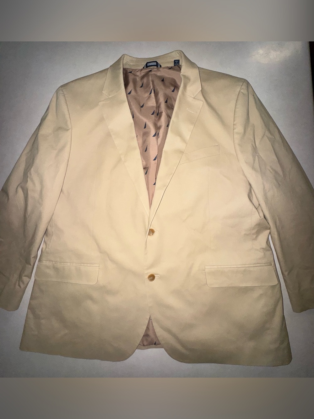 Nautica Men’s Tan Blazer 48R Khaki Preppy Lightweight Sport Coat